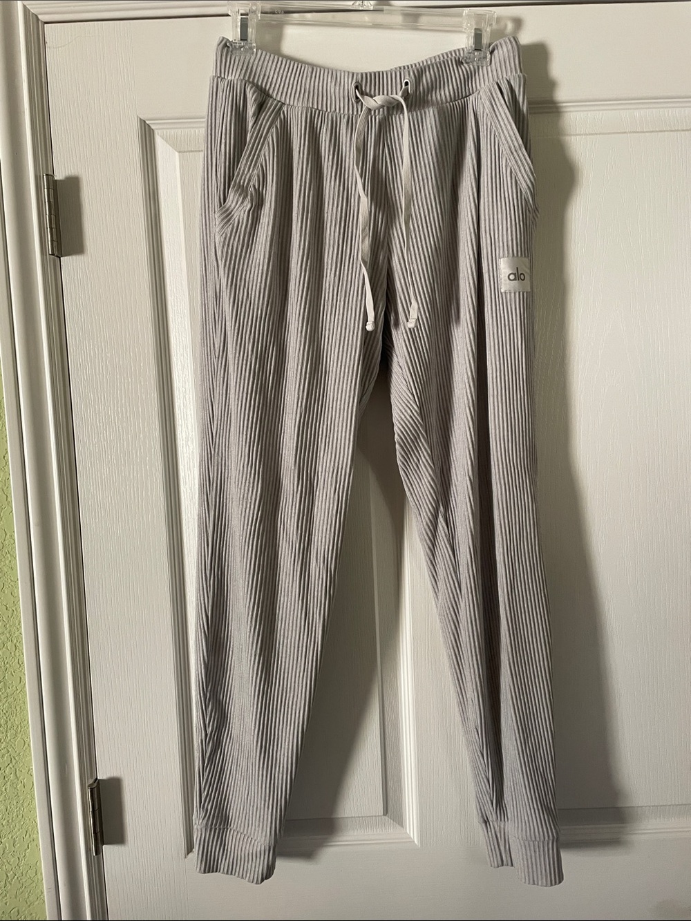 ALO Yoga Light Gray Pinstripe Joggers